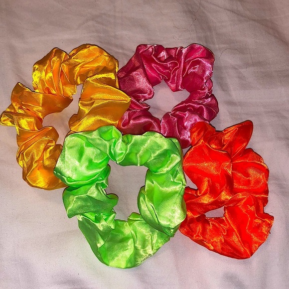 NWOT 18 Multicolored Satin Scrunchies - Picture 2 of 10